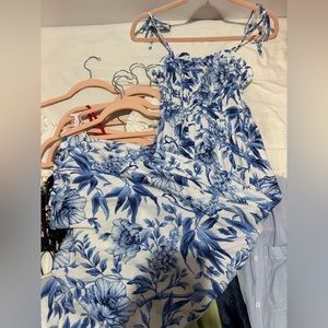 blue floral long dress